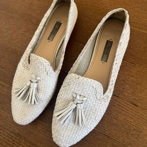 Prada Women's White Woven Loafers